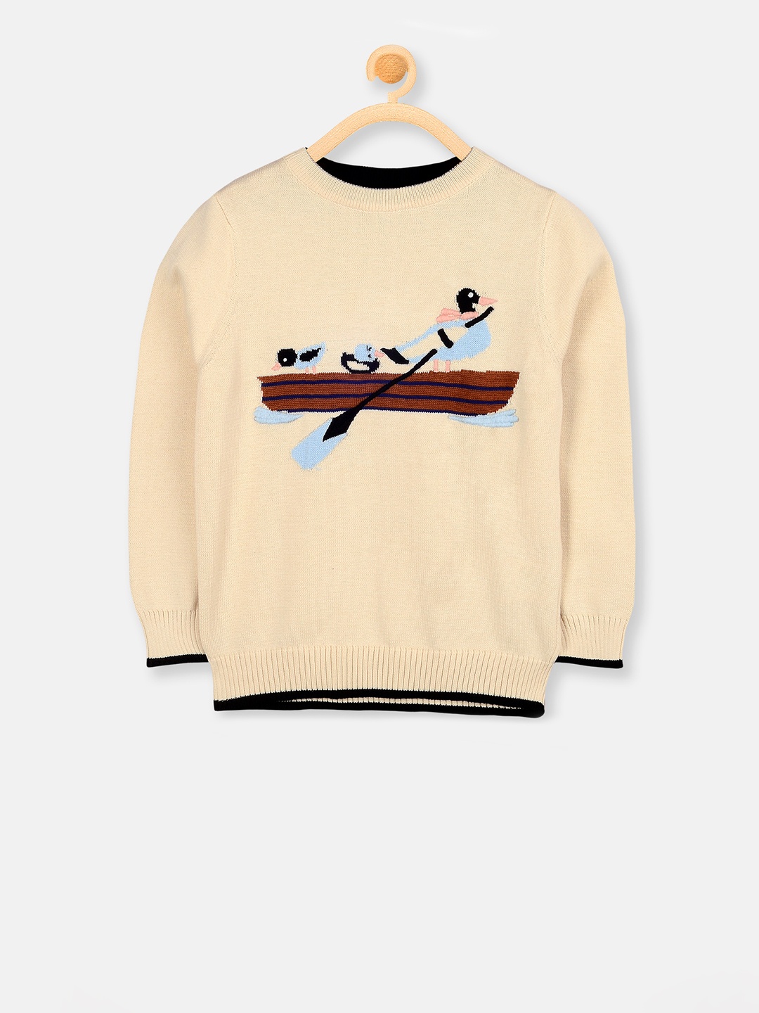 Cherry Crumble Kids Cream-Coloured Printed Sweater