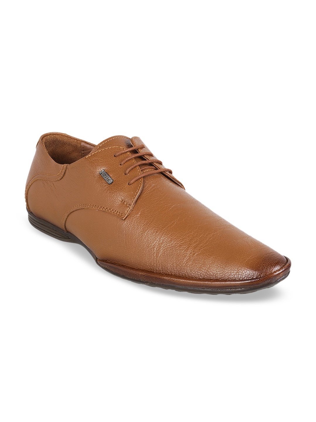 

Metro Men Tan Brown Solid Leather Formal Derbys