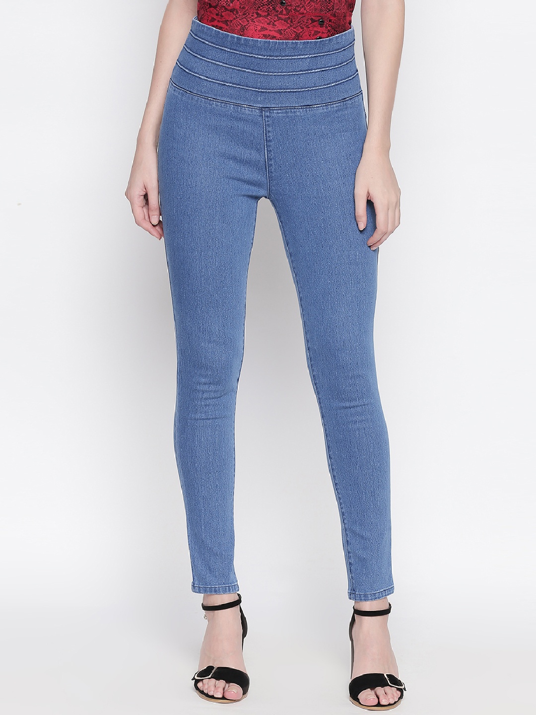 

High Star Women Blue Slim Fit Solid High-Rise Denim Stretchable Jeggings