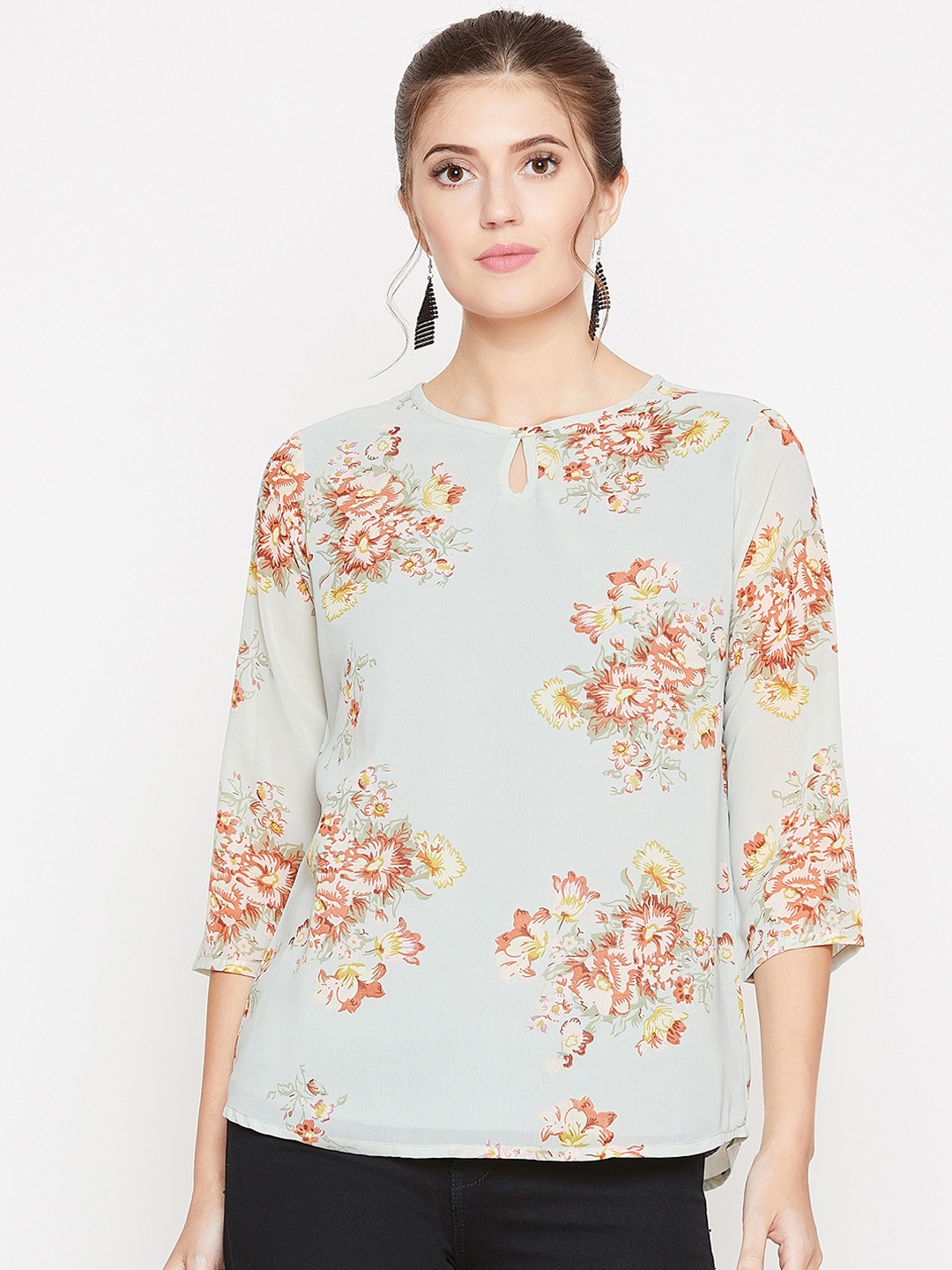 

FABNEST Women Green Printed Top