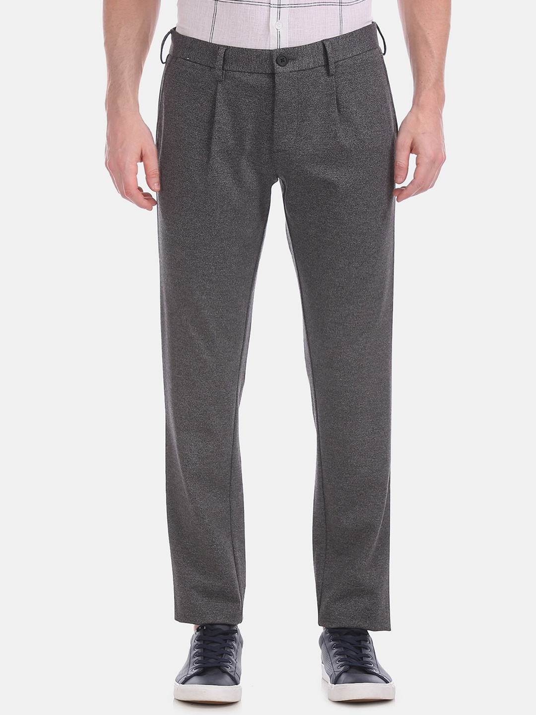 

Flying Machine Men Grey Skinny Fit Solid Regular Trousers