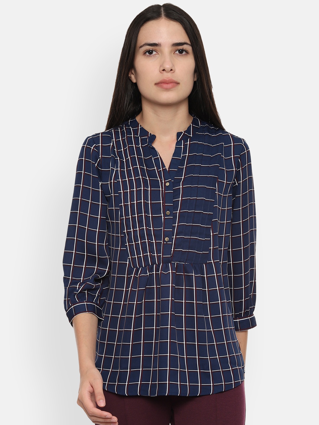 

Van Heusen Woman Navy Blue Checked Top