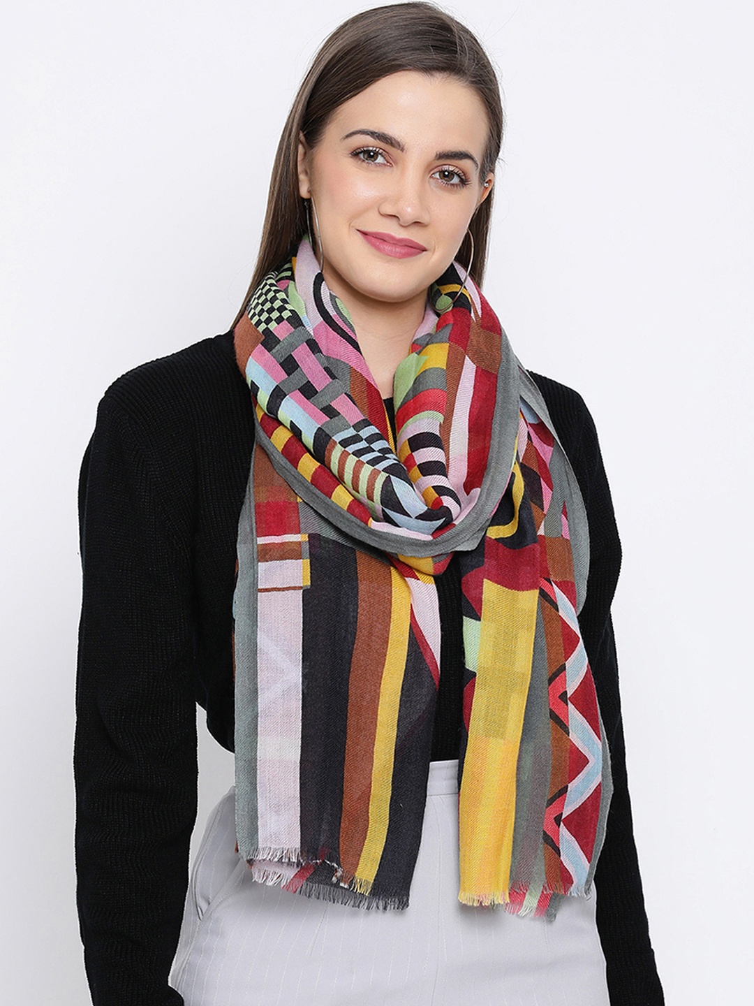 

SHINGORA Women Multicoloured Woollen Printed Stole, Multi