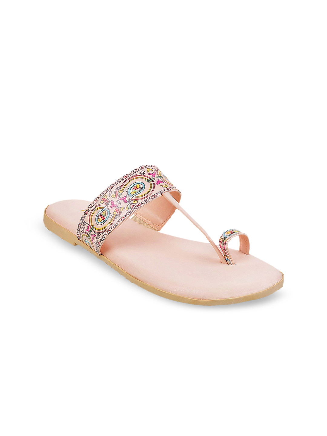 

Mochi Women Pink Printed One Toe Flats