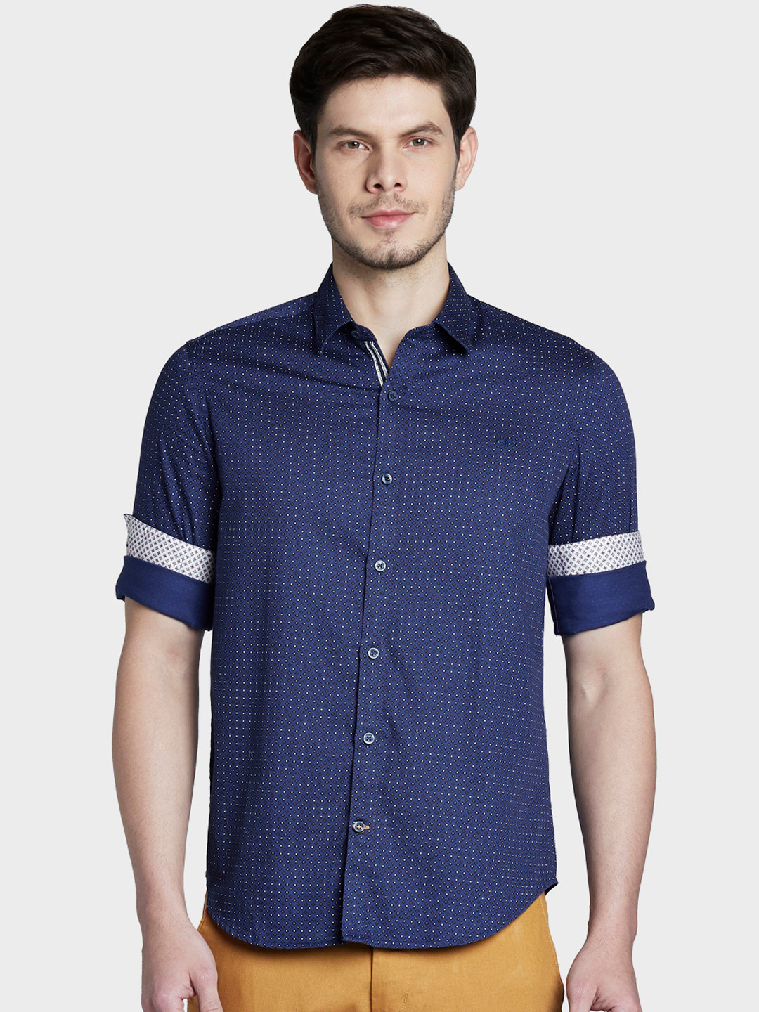 

ColorPlus Men Blue Slim Fit Printed Casual Shirt