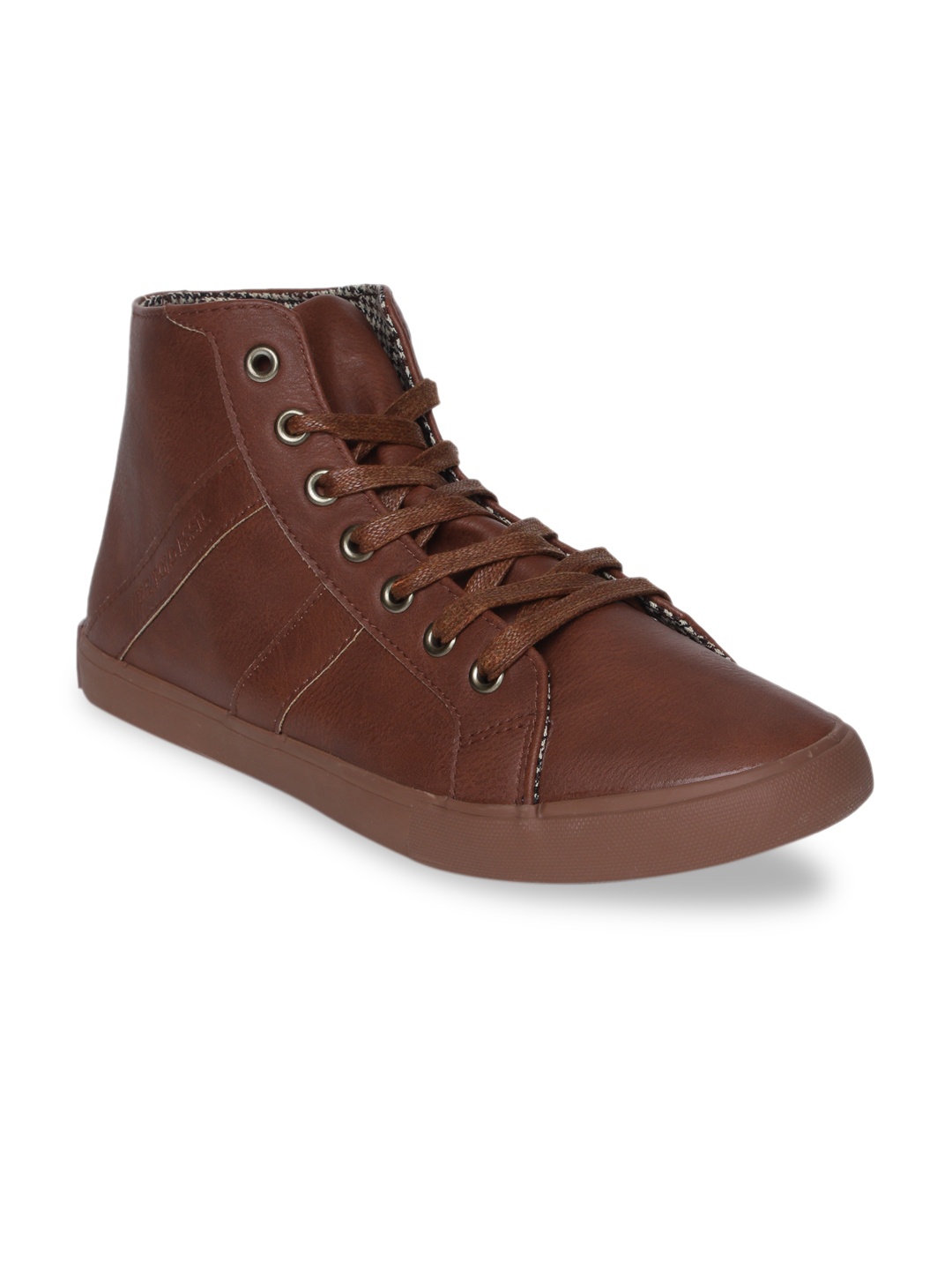 

U.S. Polo Assn. Men Brown Solid Synthetic Leather Mid-Top Sneakers
