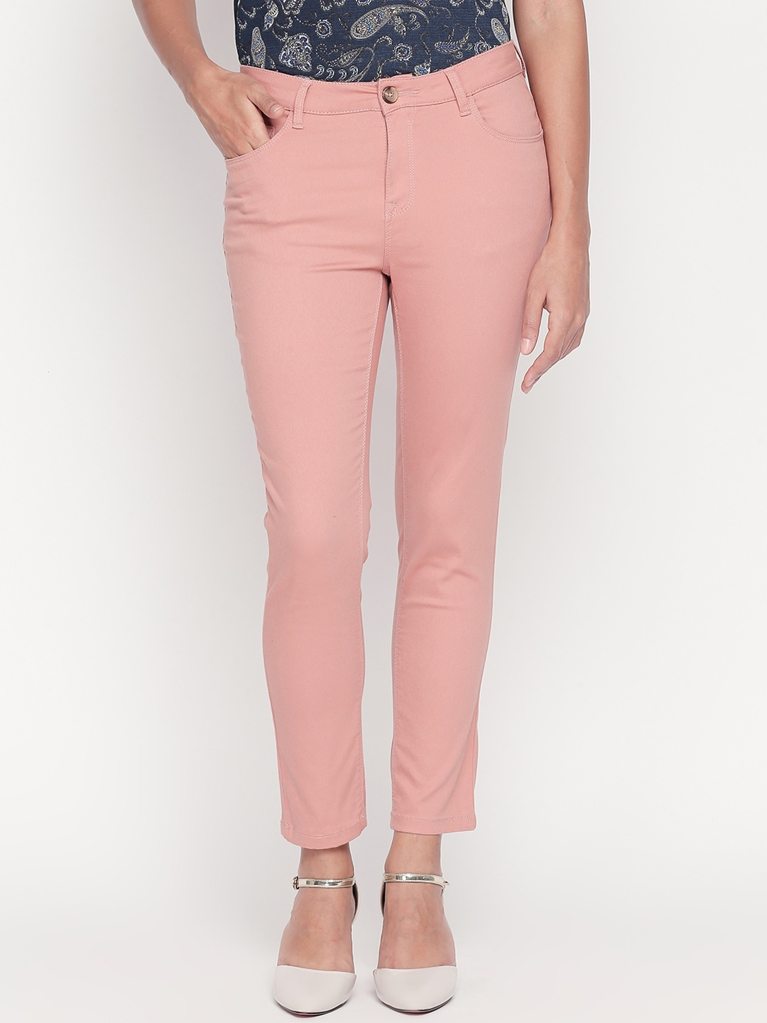 

Honey by Pantaloons Women Pink Regular Fit Solid Regular Trousers