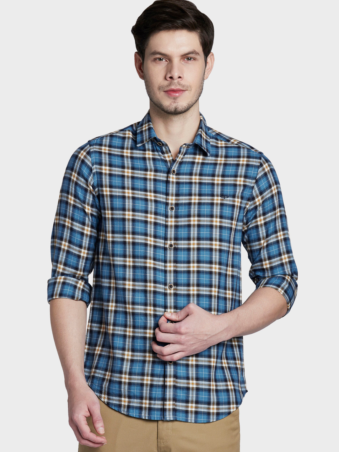 

ColorPlus Men Blue Slim Fit Checked Casual Shirt