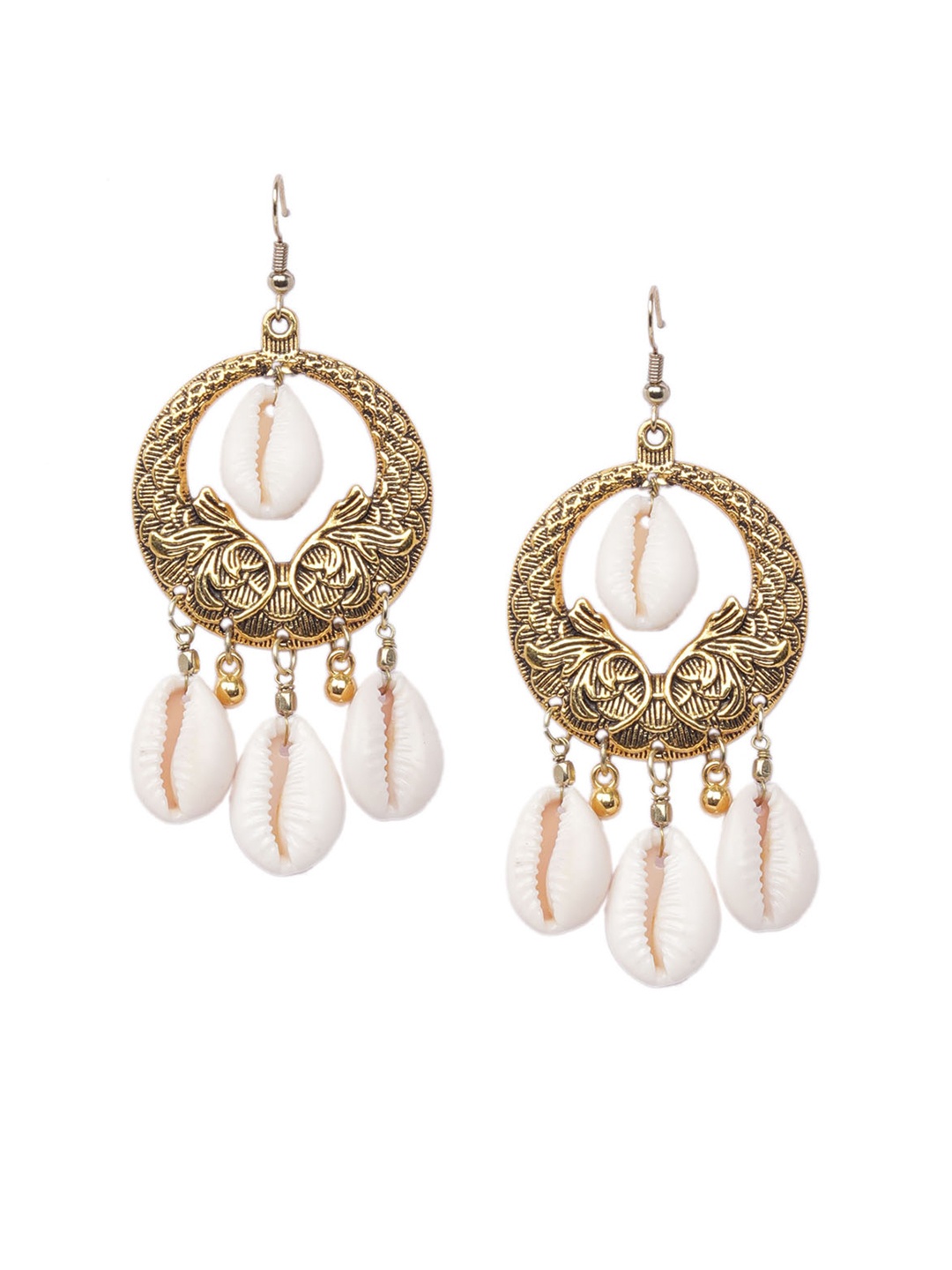

DIVA WALK Gold-Plated & White Handcrafted Contemporary Drop Earrings