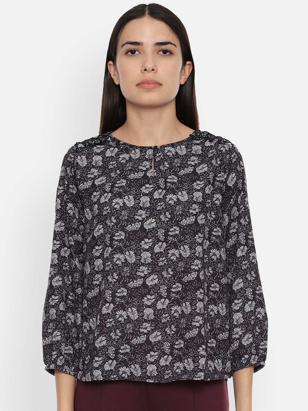

Van Heusen Woman Women Black Printed A-Line Top