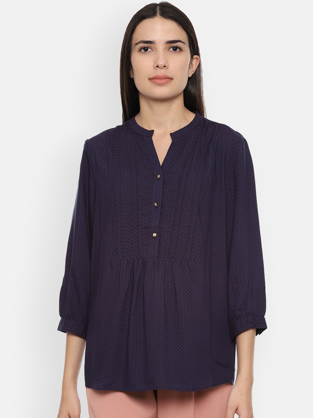 

Van Heusen Woman Women Navy Blue Printed Top