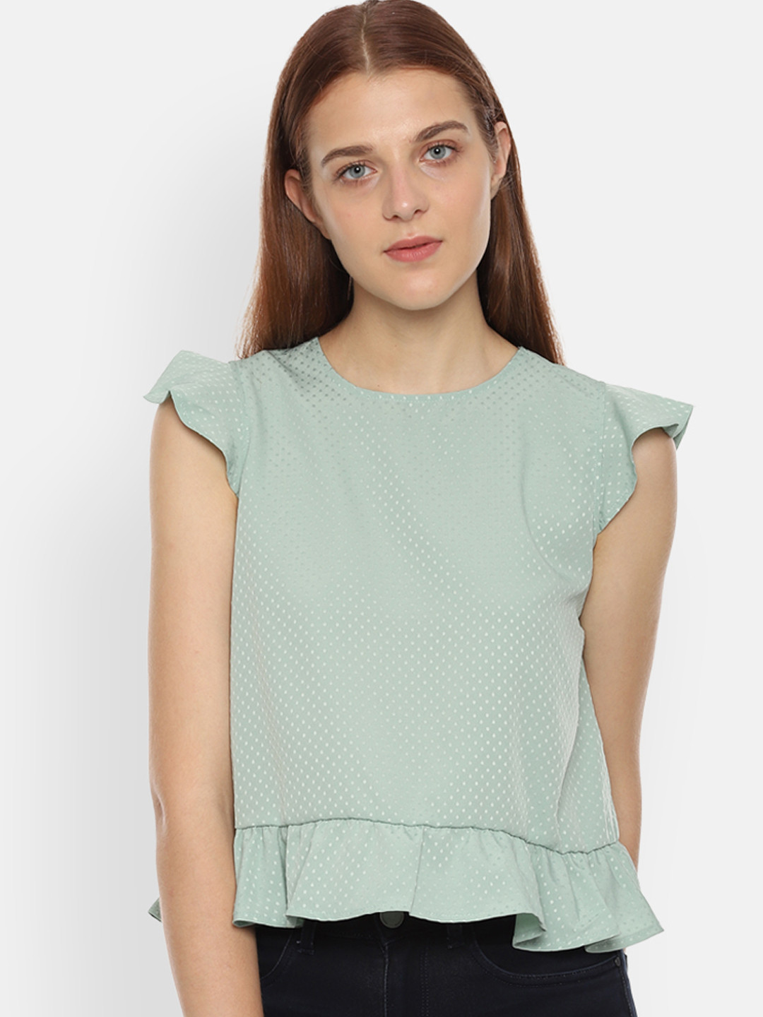 

Van Heusen Woman Women Green Printed A-Line Top