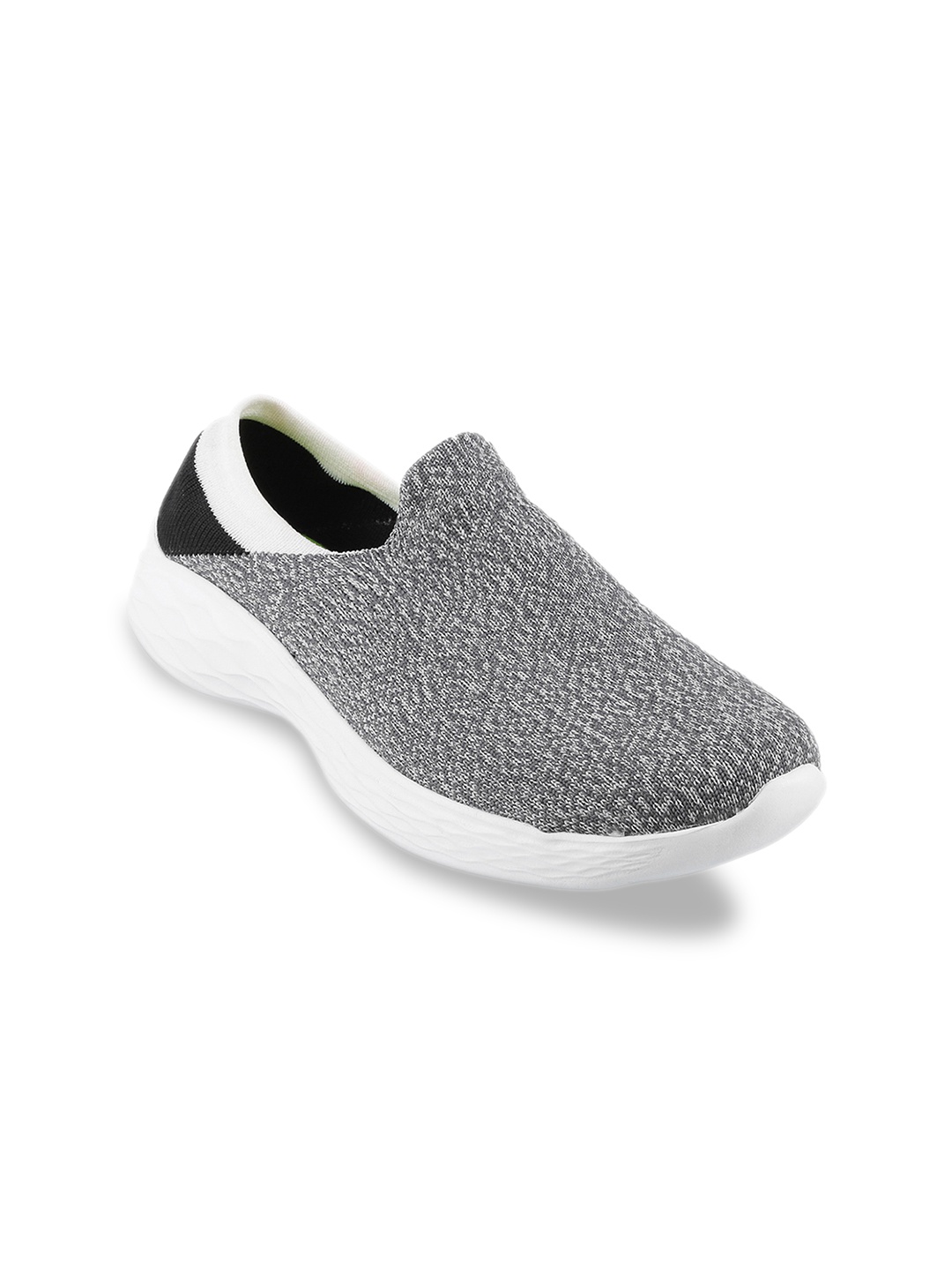 Metro Women Grey Woven Design Slip-On Sneakers