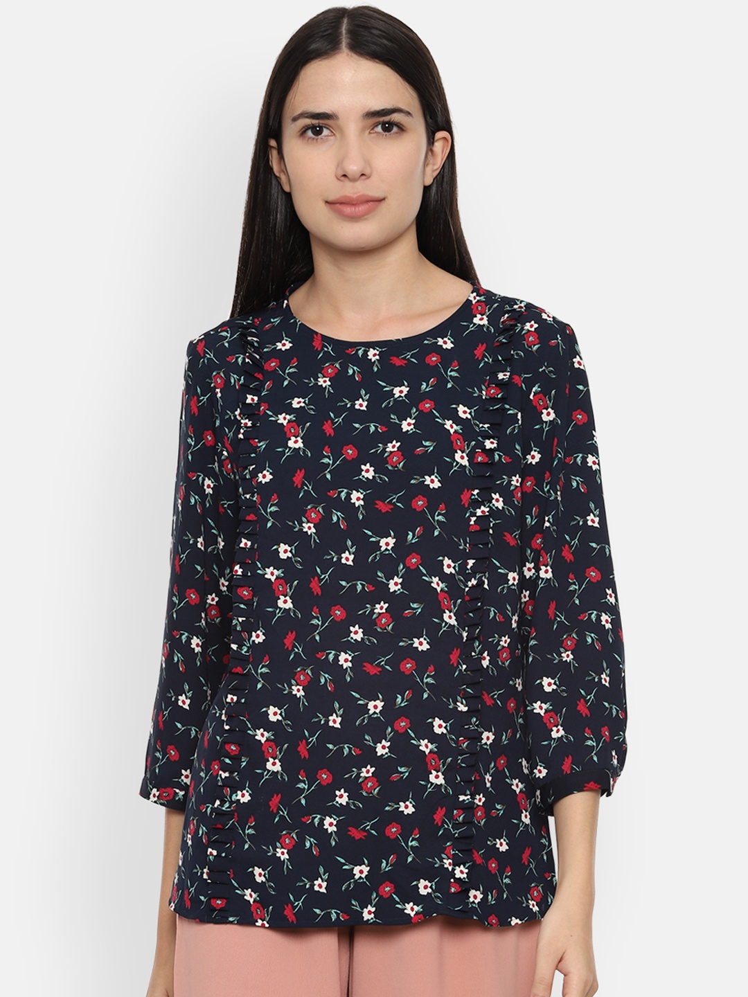 

Van Heusen Woman Women Navy Blue Printed Top