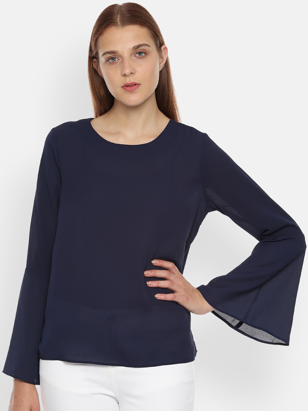 

Van Heusen Woman Navy Blue Solid Top