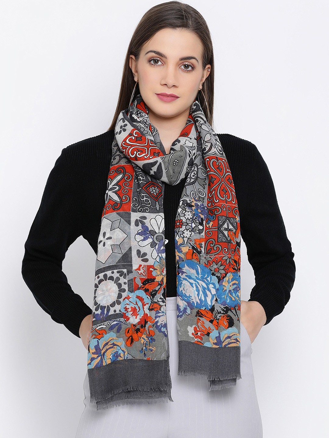

SHINGORA Women Multicoloured Woollen Printed Stole, Multi