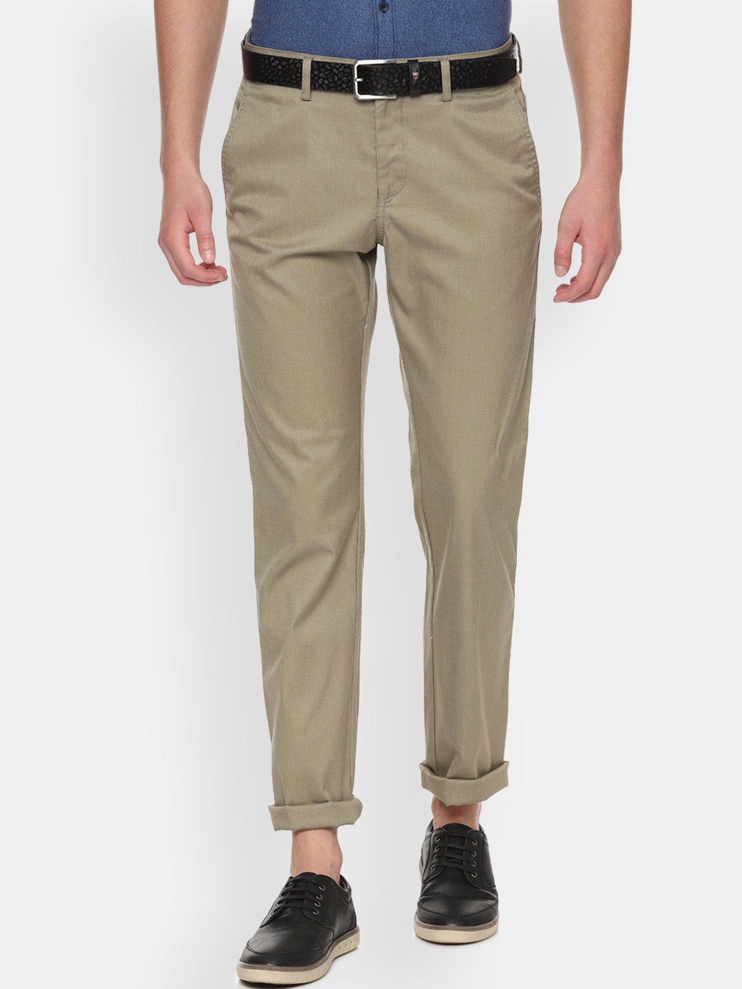 

Allen Solly Men Olive Brown Regular Fit Solid Regular Trousers