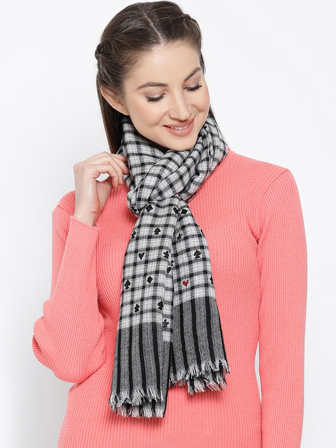 

SHINGORA Women Grey & Black Woollen Embroidered Stole