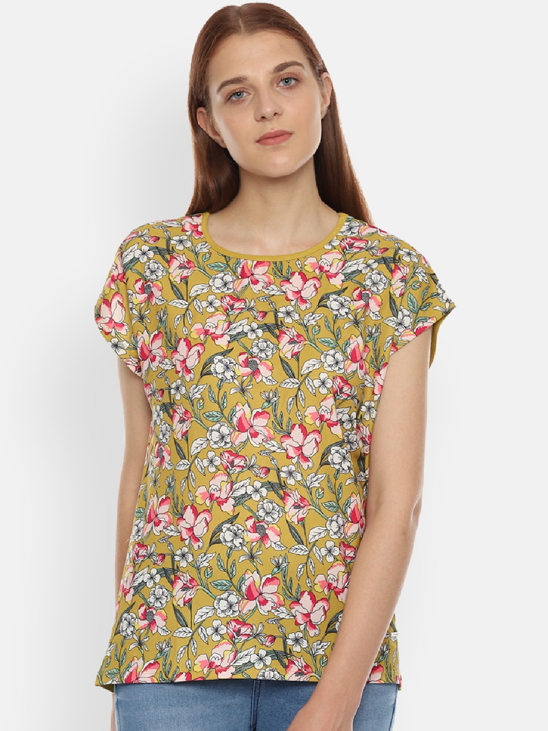 

Van Heusen Woman Yellow Printed Top