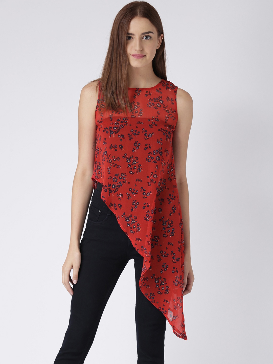 

KASSUALLY Women Red Floral Printed Top