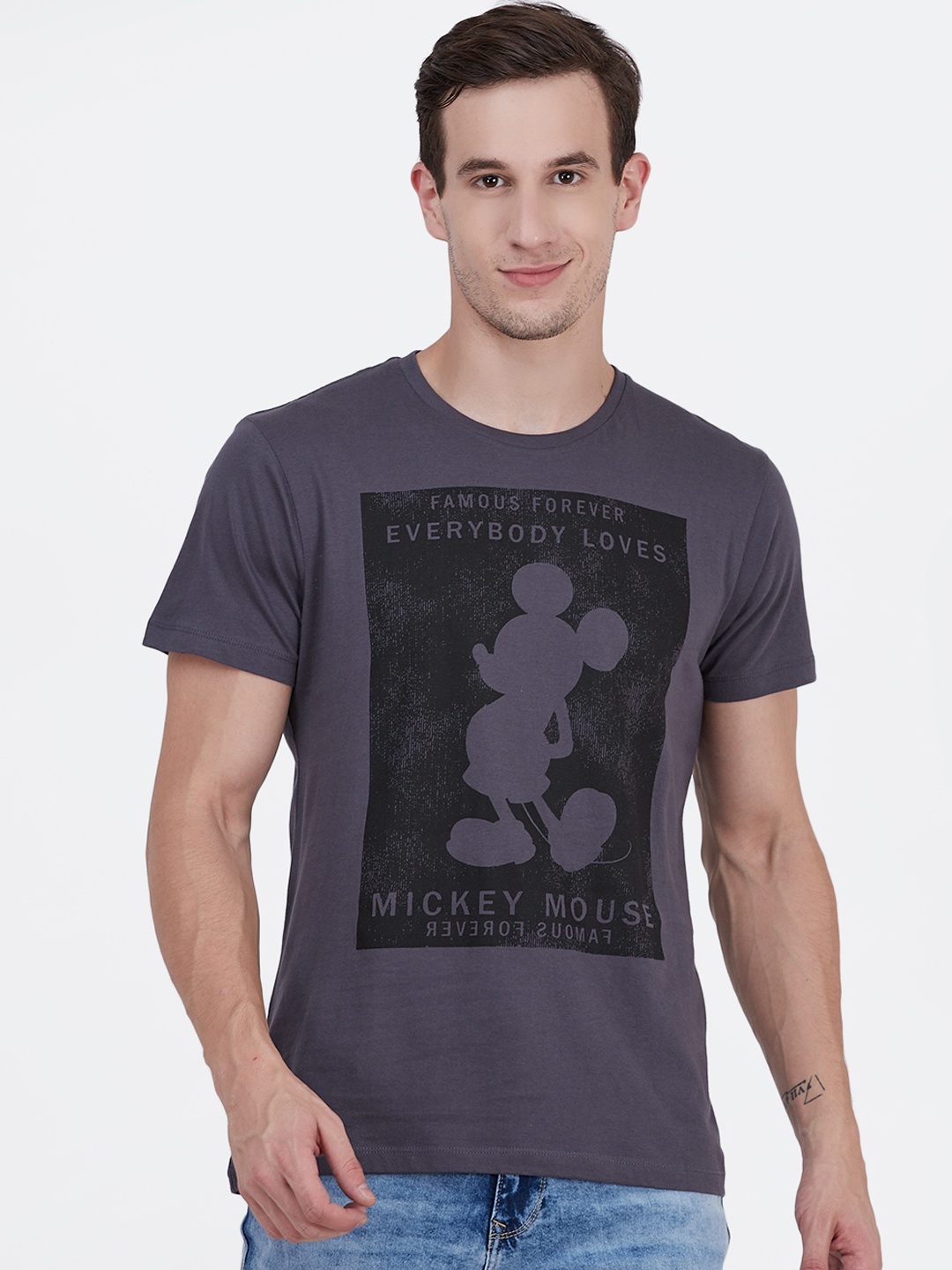 

Free Authority Mickey & Friends Featured Men Charcoal Grey Printed T-shirt