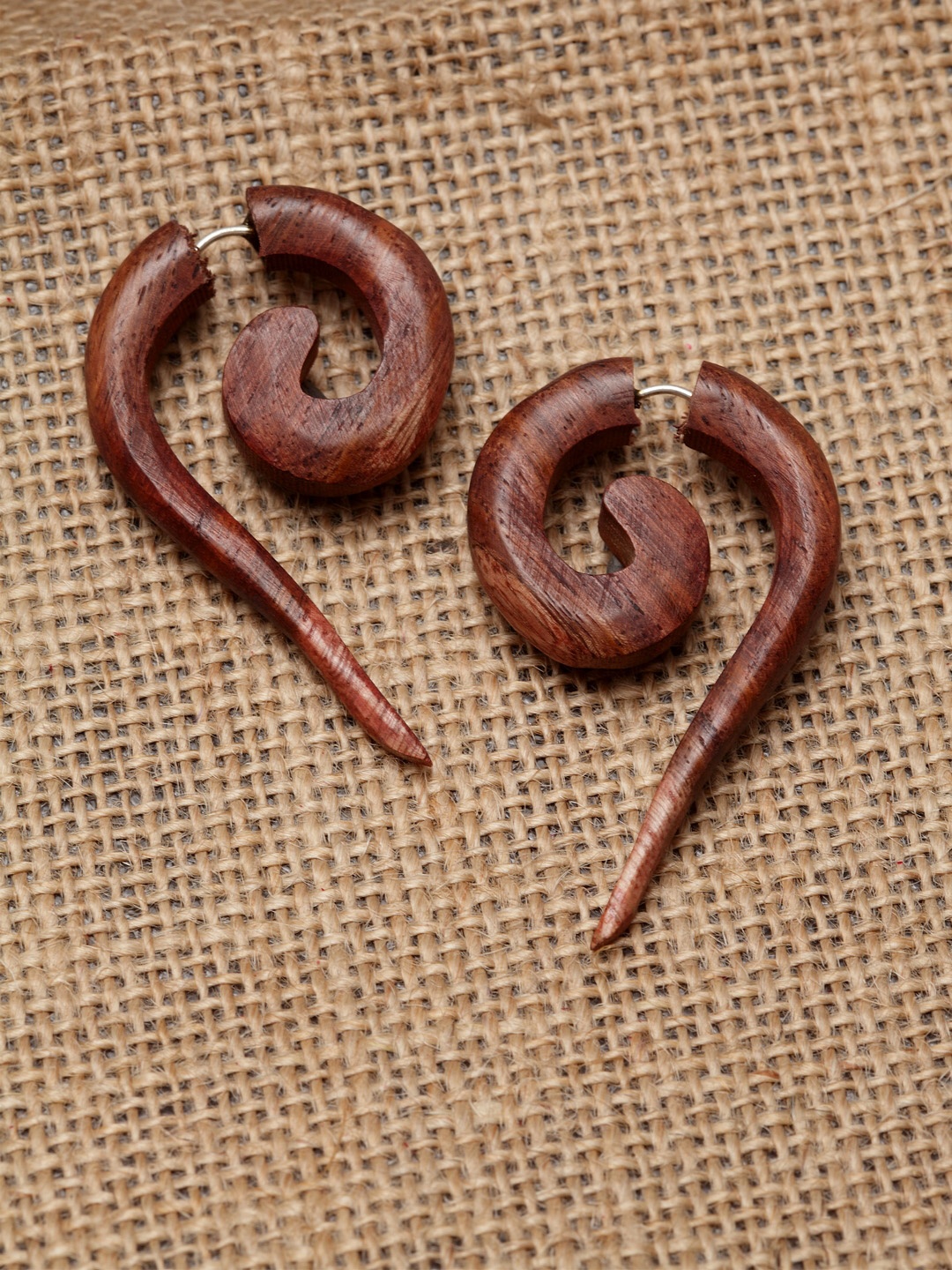 

PANASH Brown Quirky Handcrafted Hoop Earrings