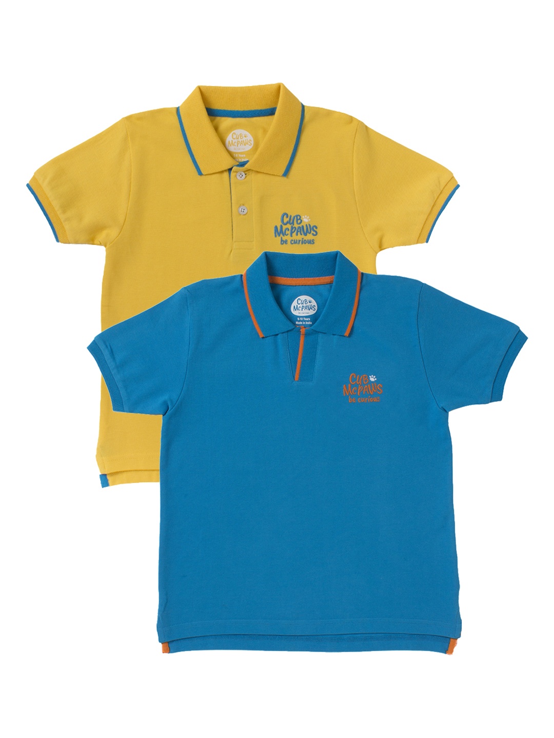 

Cub McPaws Boys Pack Of 2 Solid Polo Collar T-shirts, Yellow