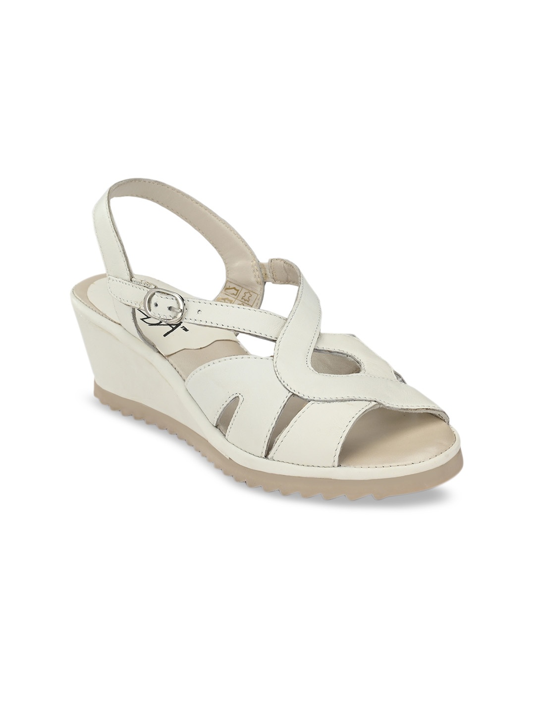 

Zebba Women White Solid Leather Sandals