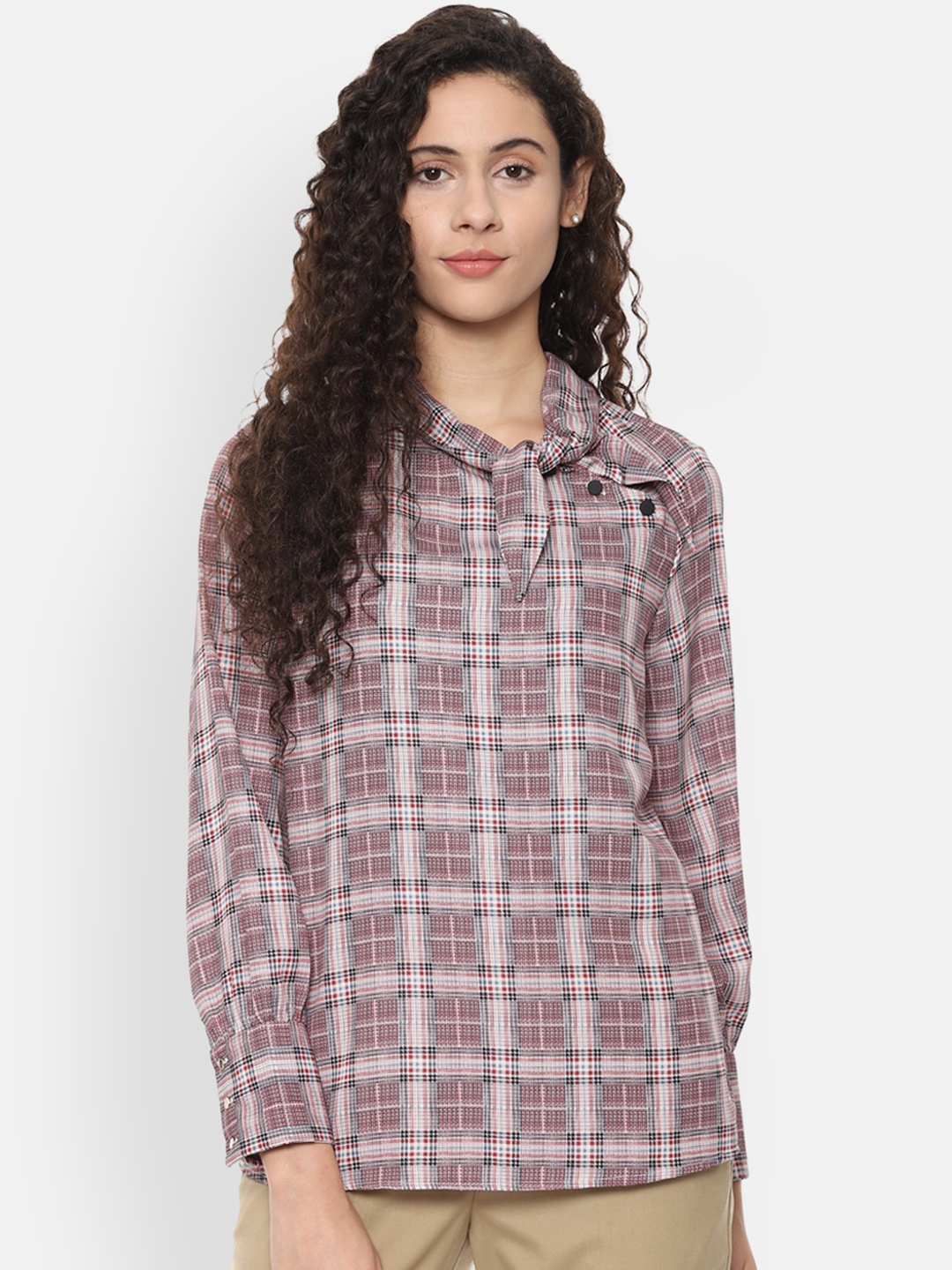 

Van Heusen Woman Women Brown Checked Top