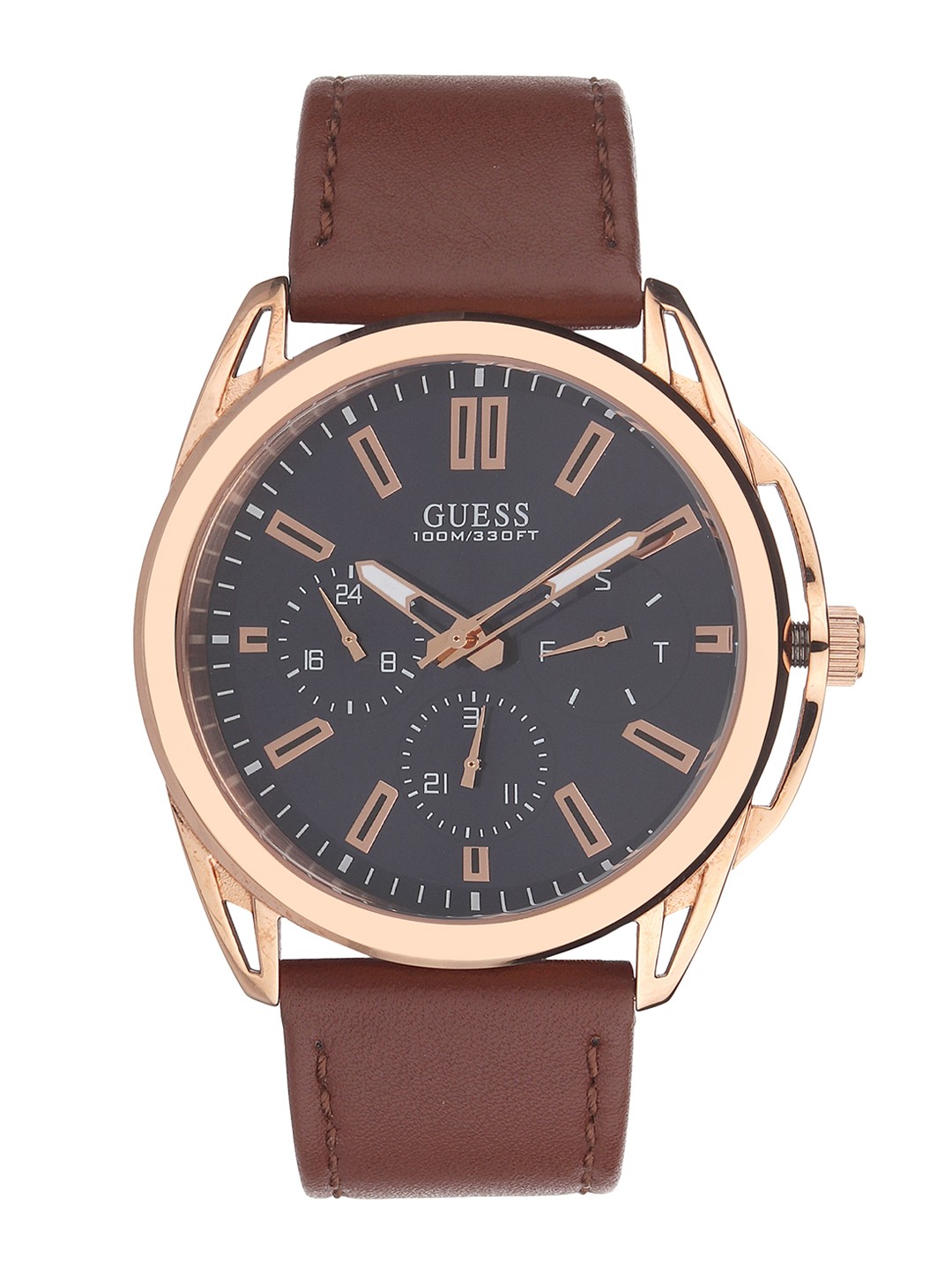 

GUESS Men Black Leather Analogue Watch W1217G2