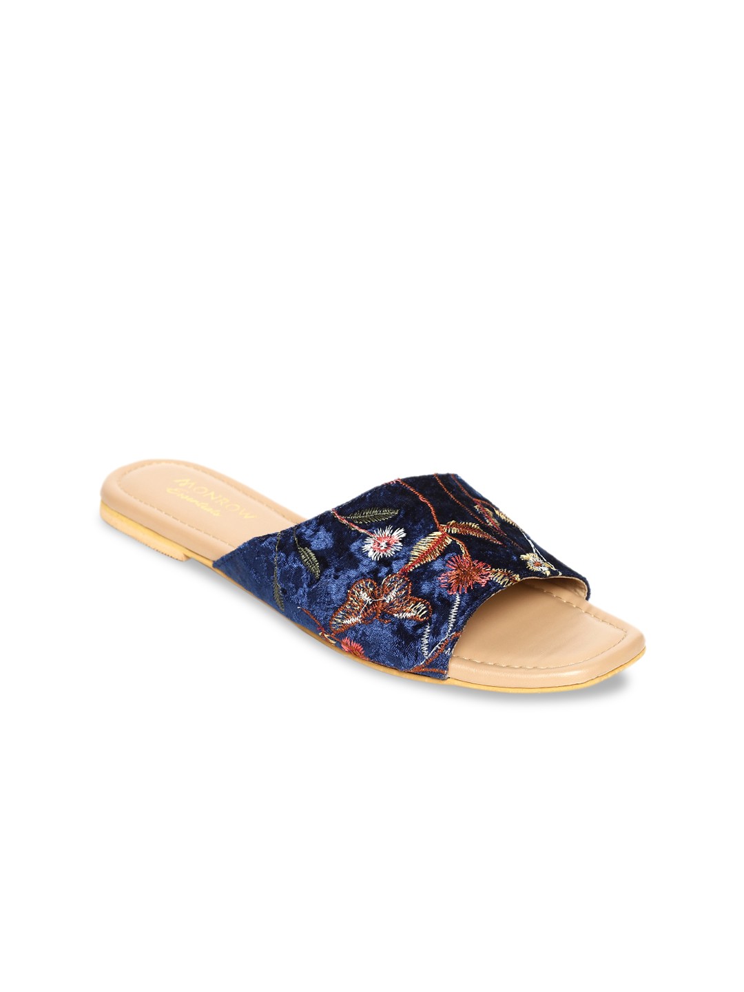 

Monrow Women Blue Woven Design Open Toe Flats