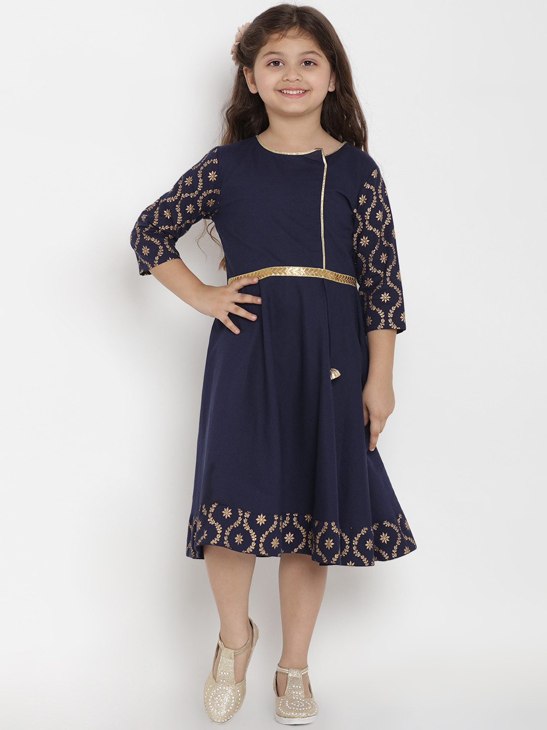 

Bitiya by Bhama Girls Solid Navy Blue A-Line Dress