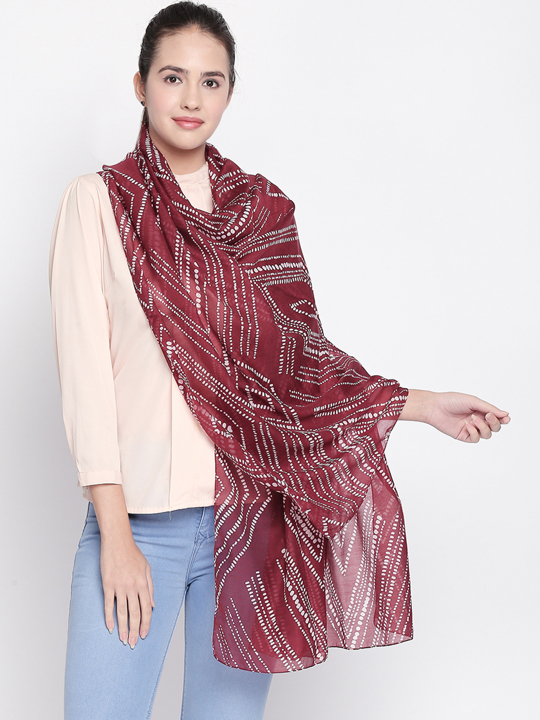 

Style Quotient Maroon Printed Scarf