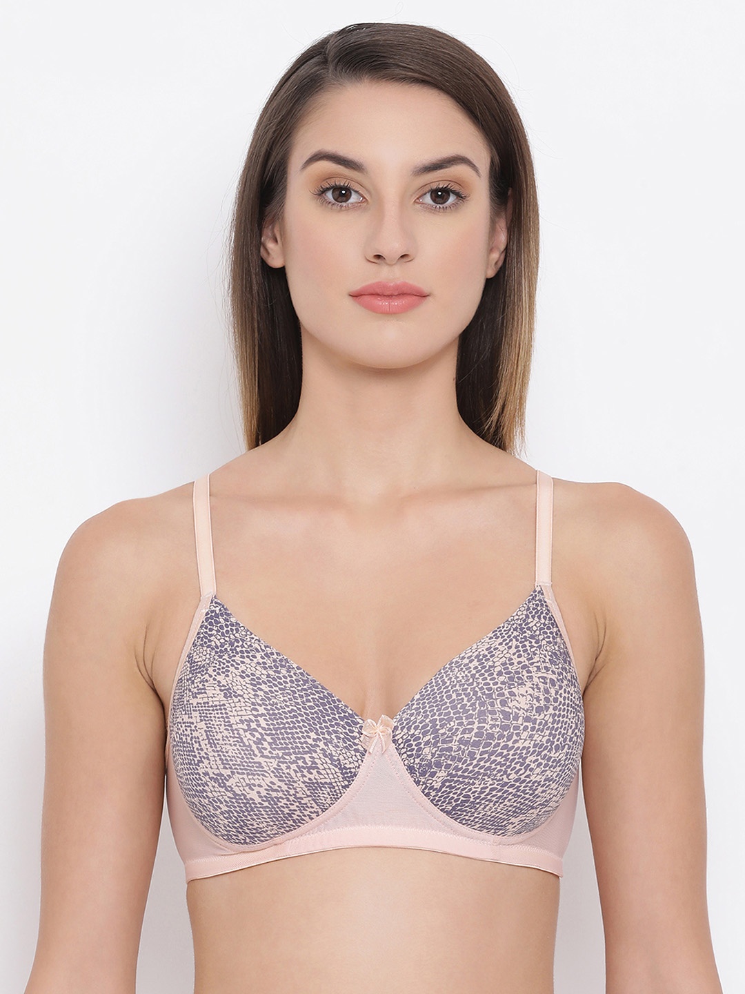 

Clovia Padded Non-Wired Printed T-Shirt Bra, Nude