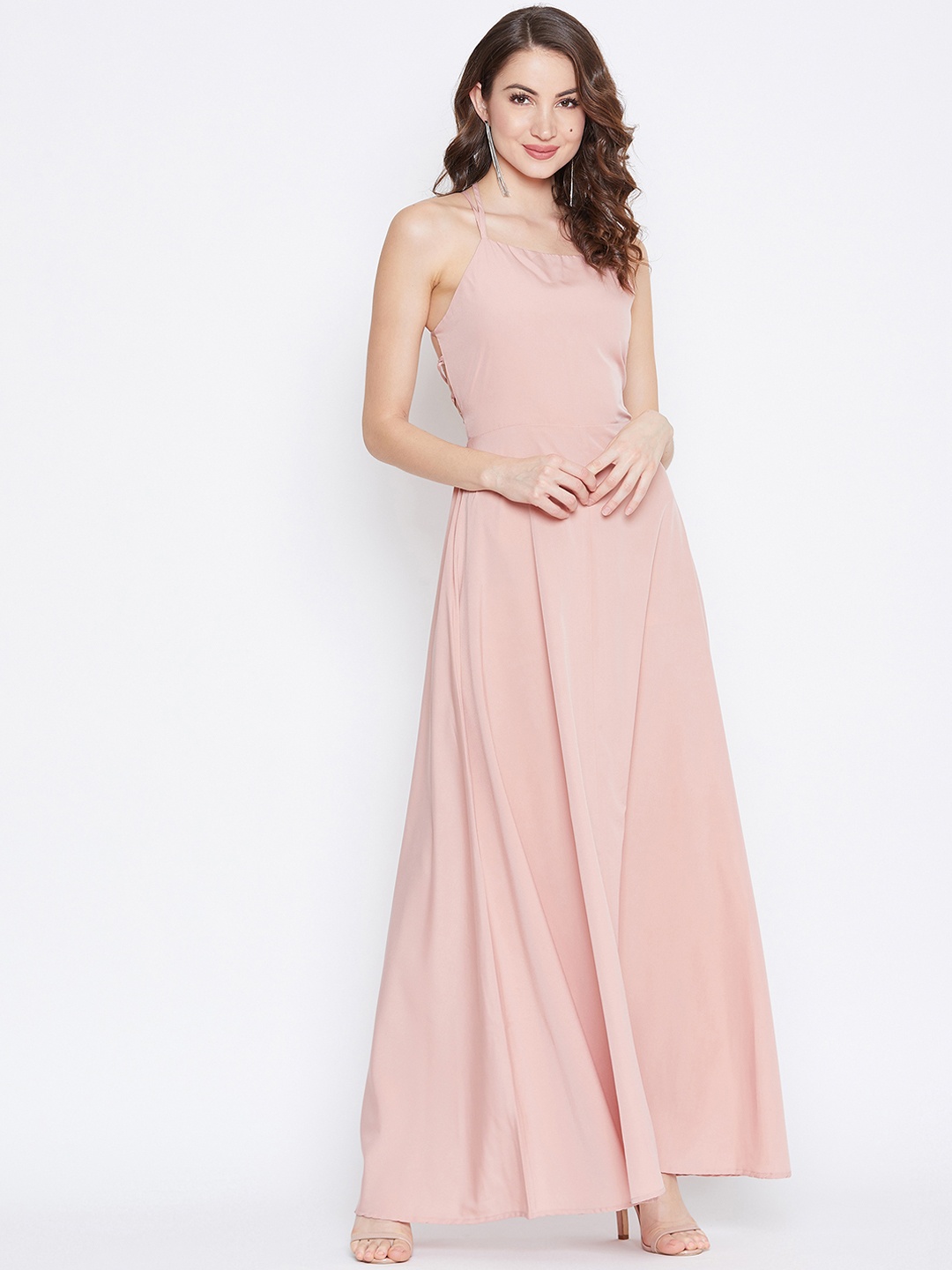 

Berrylush Women Rose Solid Styled Back Maxi Dress