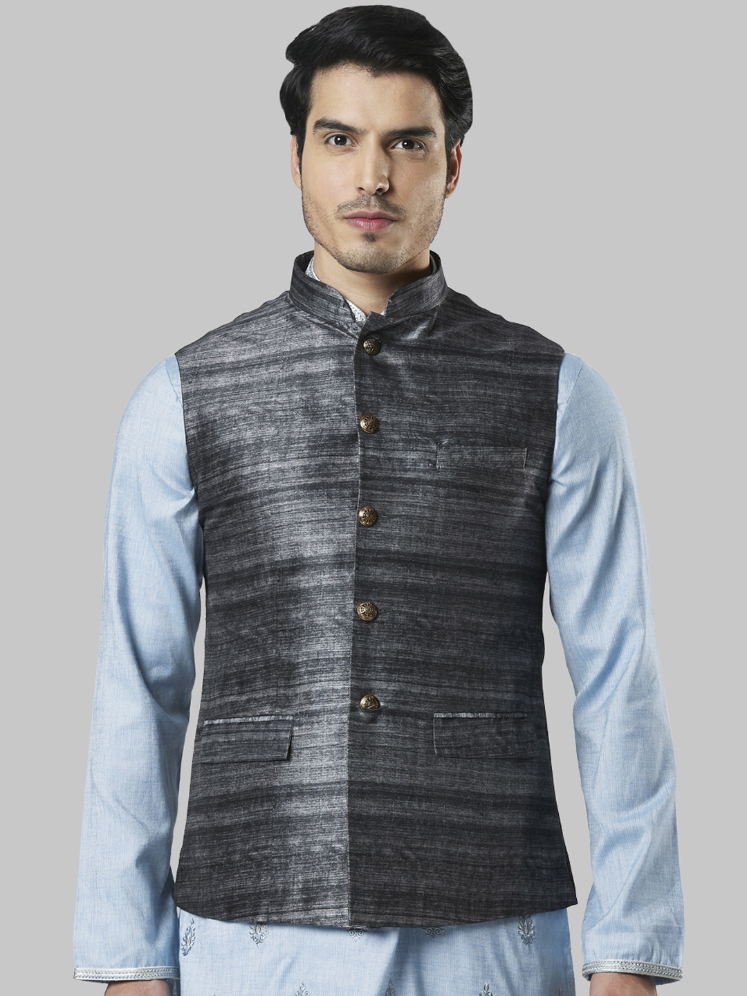 

Ethnix by Raymond Men Grey Solid Nehru Jacket