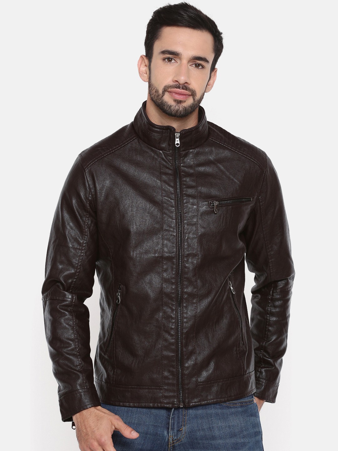 

The Indian Garage Co Men Coffee Brown Solid Insulator Jacket