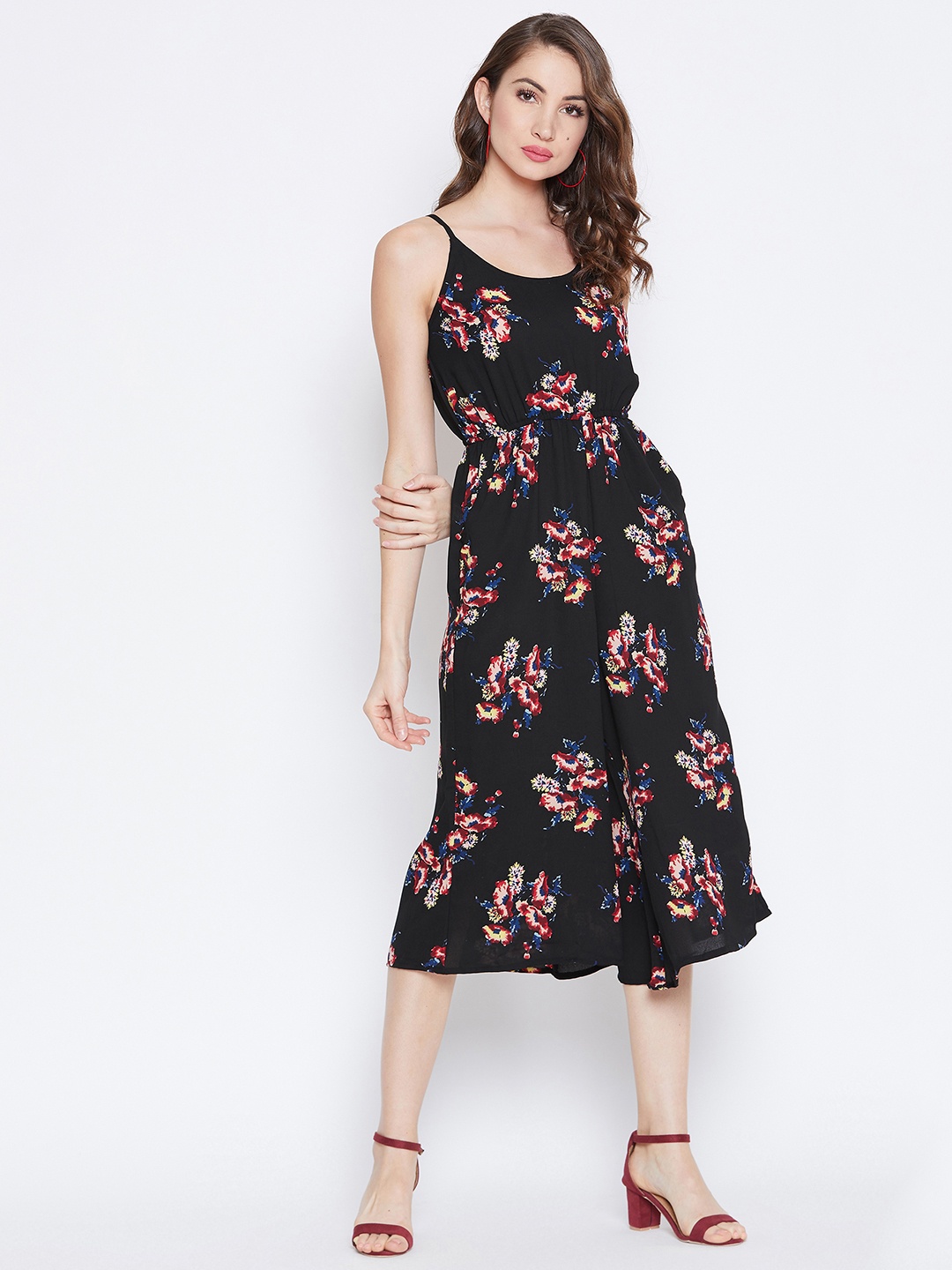 

Berrylush Women Black Printed Culotte Jumpsuit