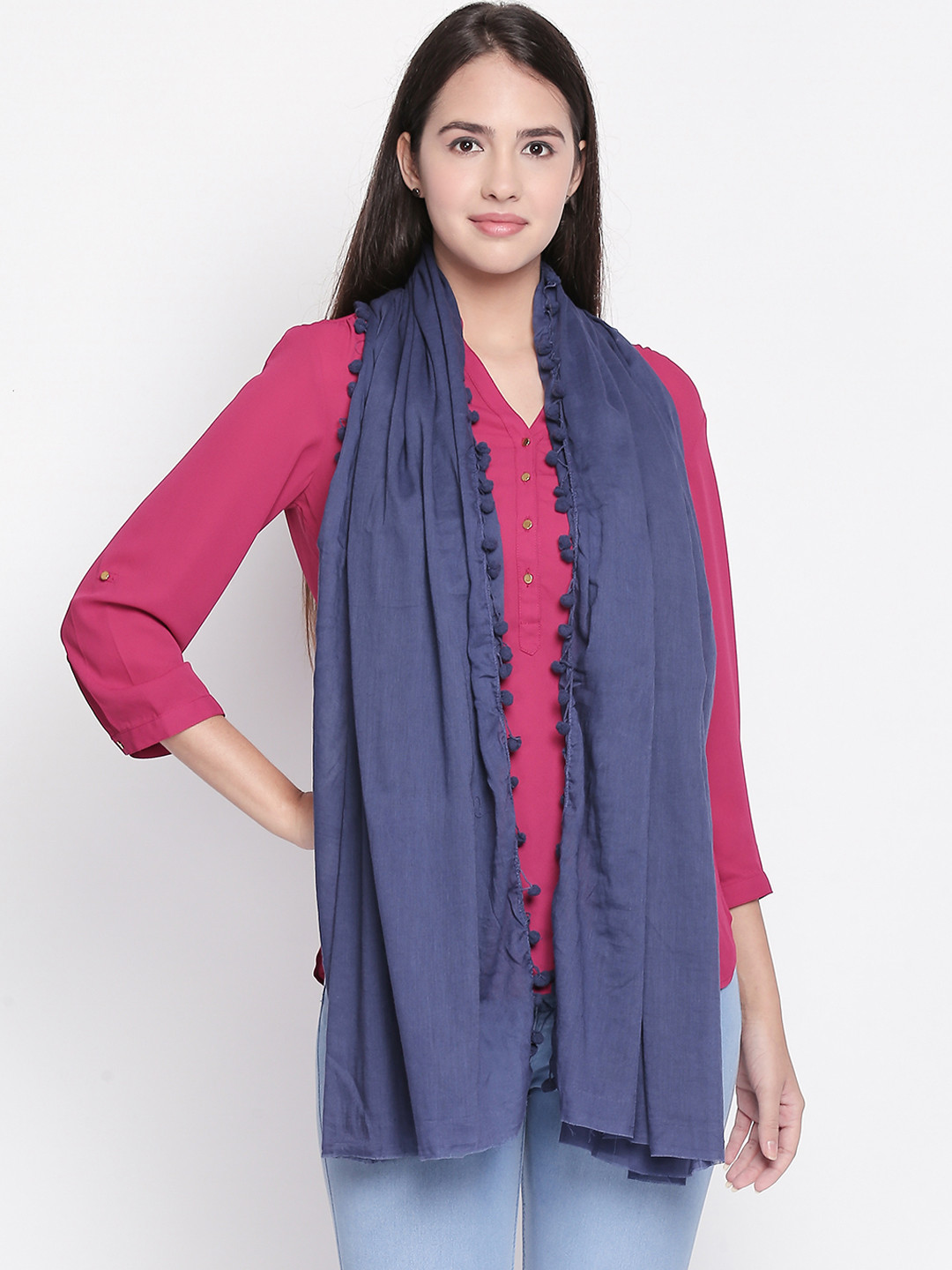 

Style Quotient Women Navy Blue Solid Scarf