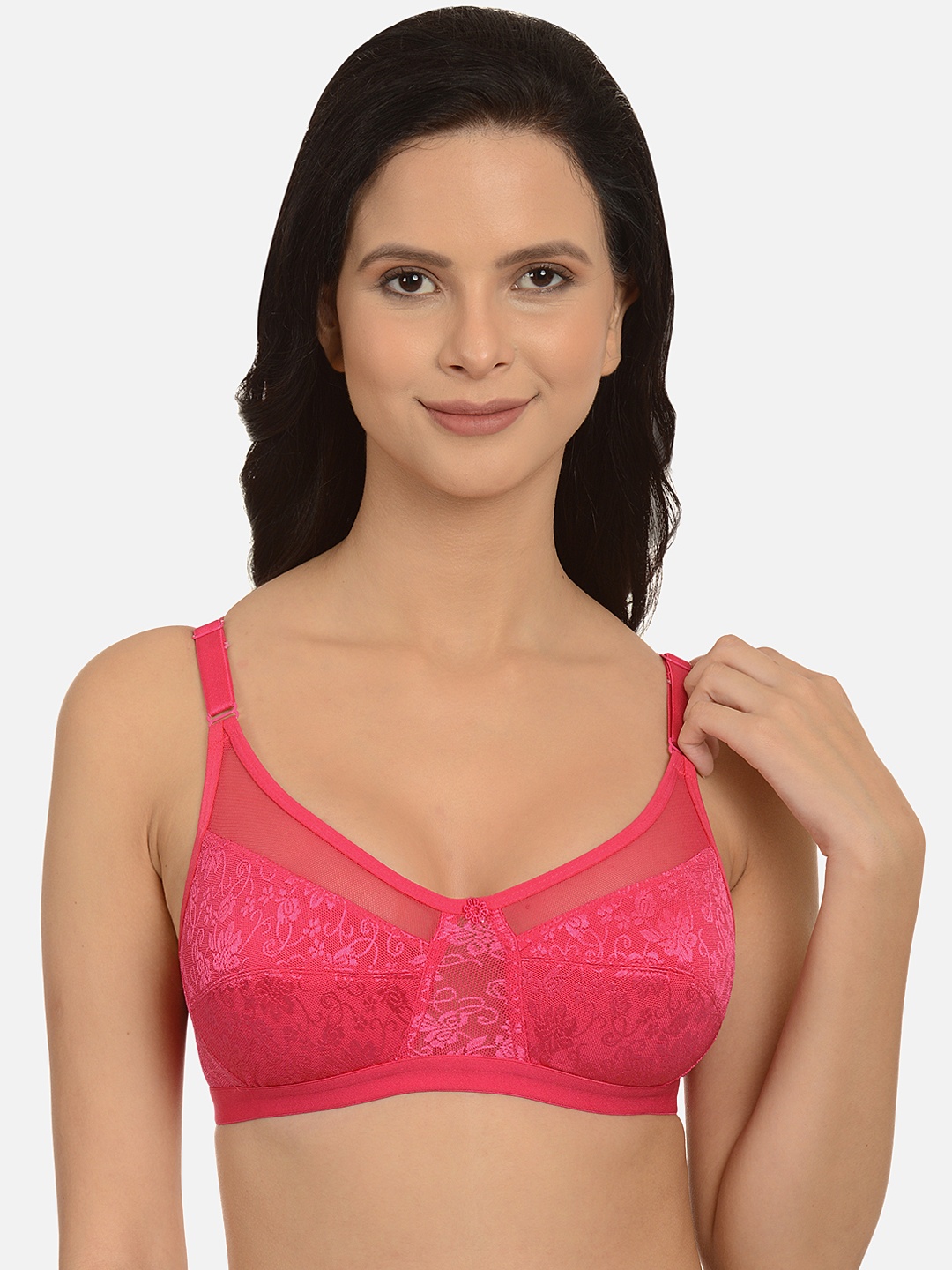 

mod & shy Pink Lace Non-Wired Non Padded Minimizer Bra MS101
