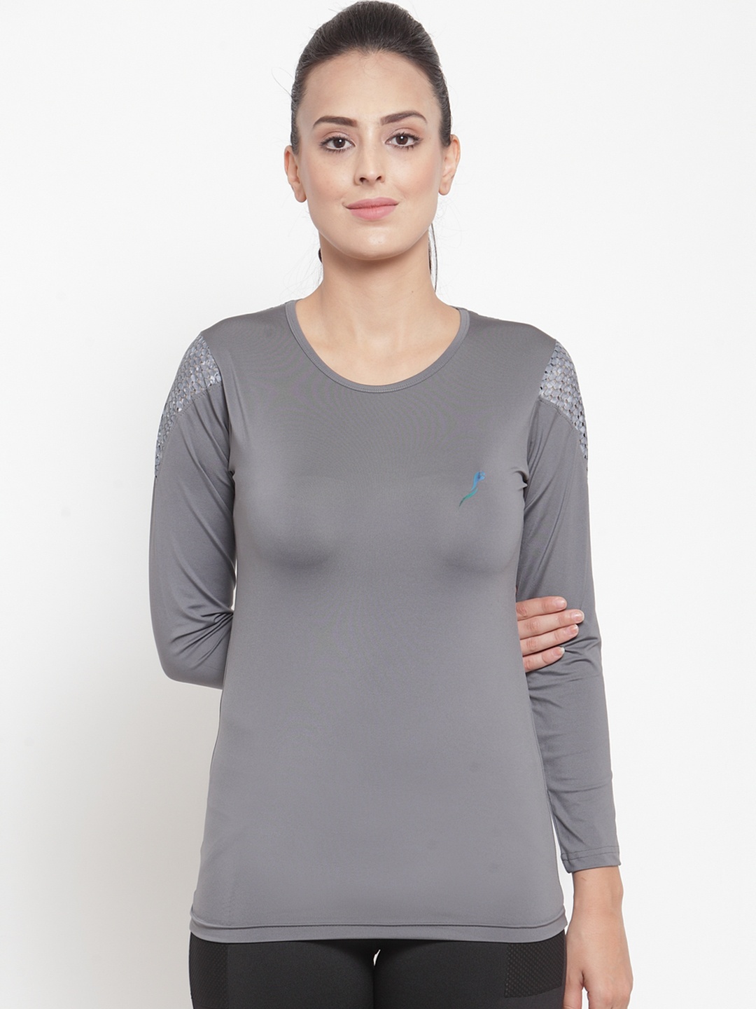 

Boston Club Women Grey Solid Round Neck T-shirt