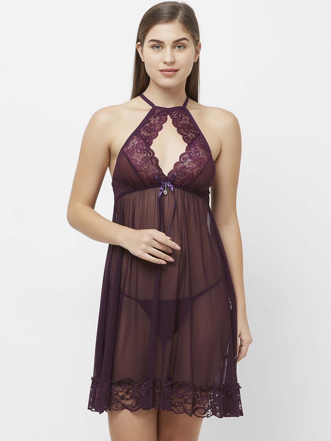 

FashionRack Purple Solid Baby Doll 3021Purple
