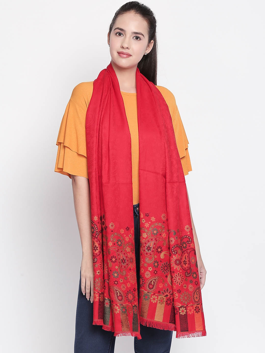 

Style Quotient Women Red Solid Shawl