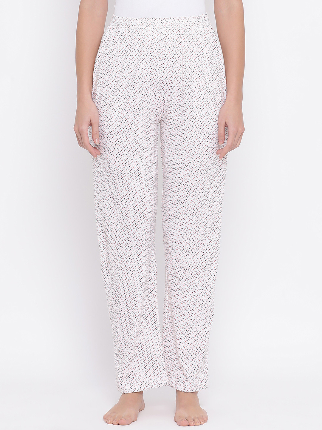 

Clovia Women White & Pink Printed Lounge Pants