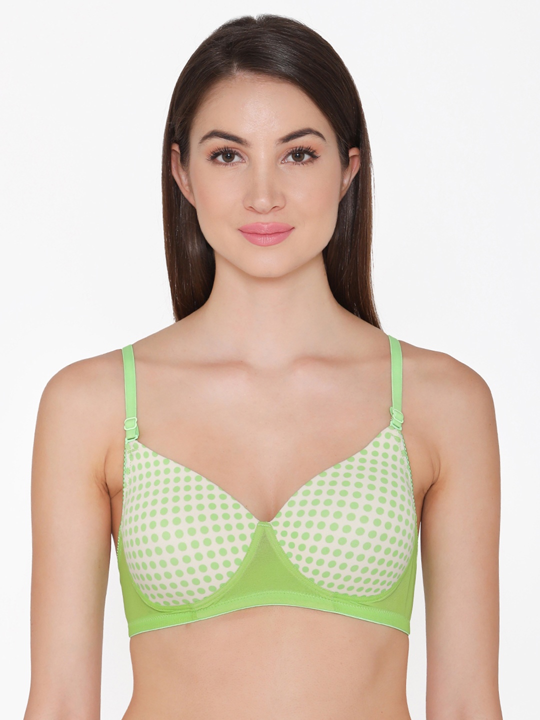 Clovia Padded Non-Wired Printed Multiway T-Shirt Bra, Green