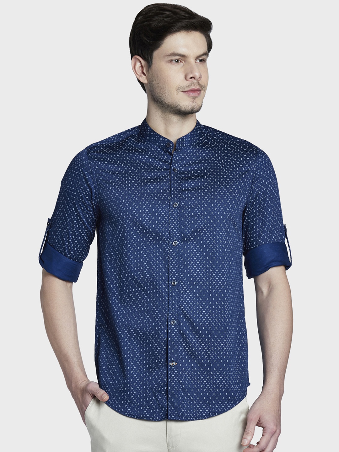 

ColorPlus Men Blue Slim Fit Printed Casual Shirt