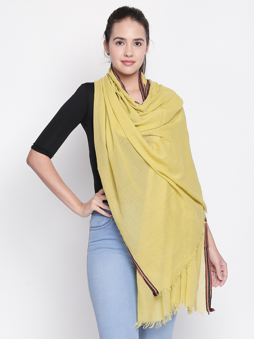 

Style Quotient Women Yellow Solid Scarf