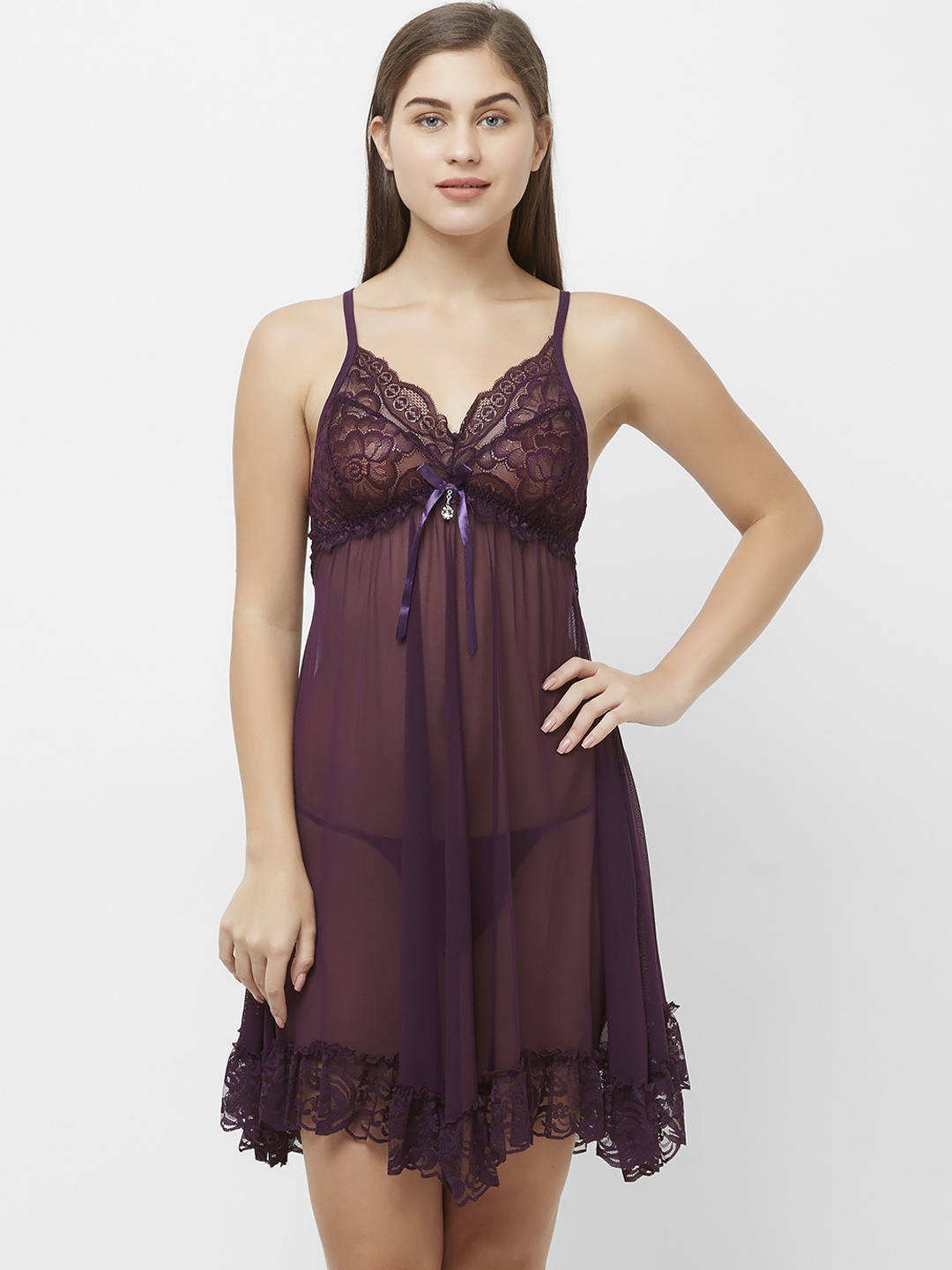 

FashionRack Purple Solid Baby Doll 3007Purple
