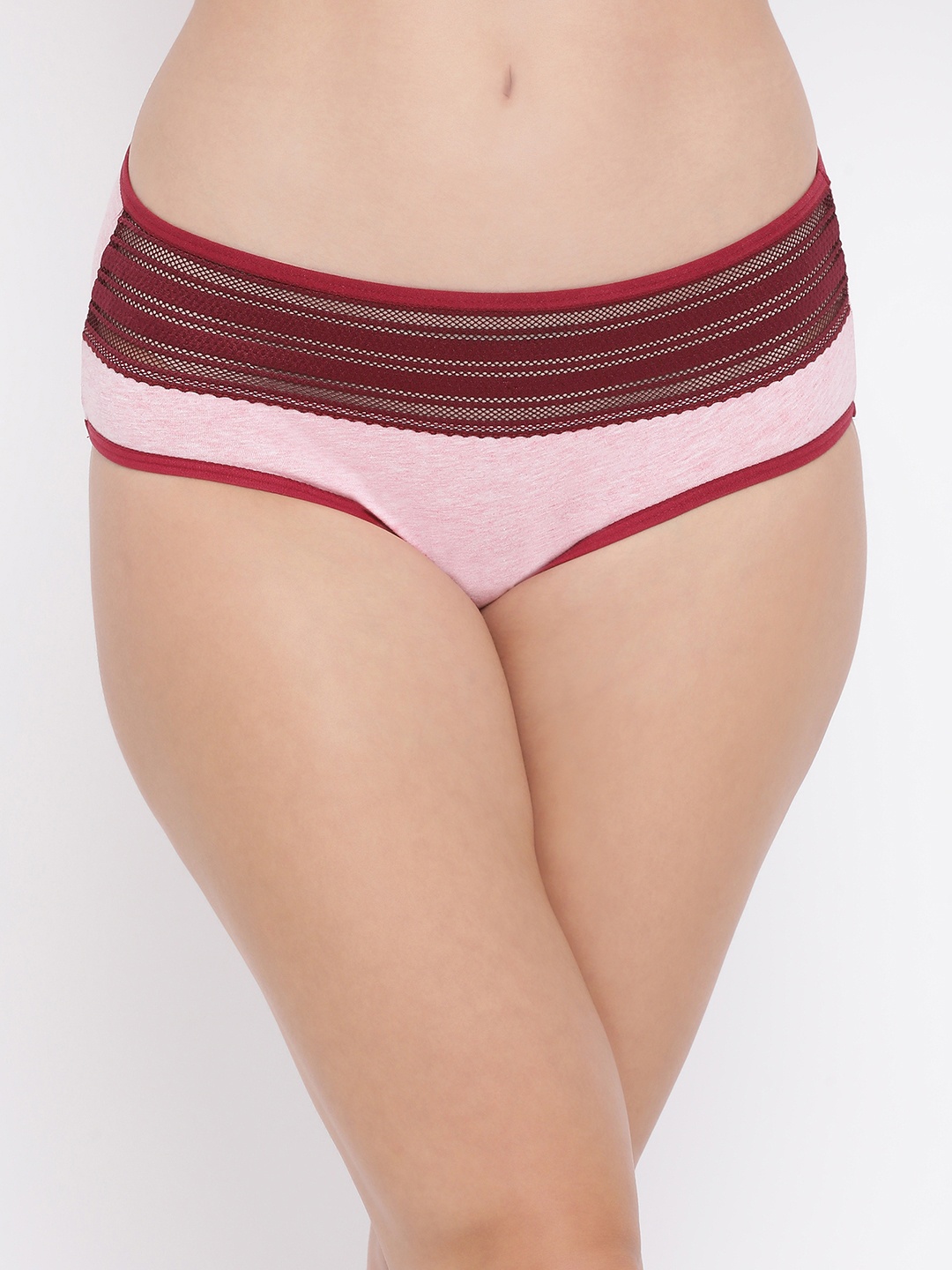 

Clovia Women Pink & Maroon Solid Mid-Rise Hipster Briefs PN3324P223XL