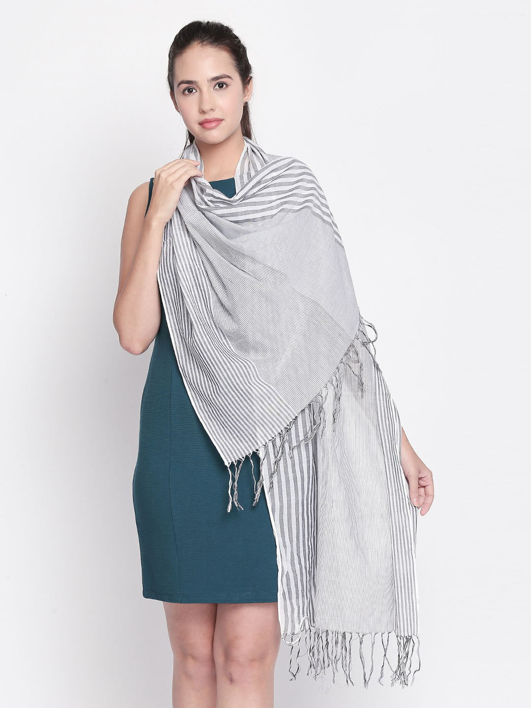 

Style Quotient Women Black Striped Scarf